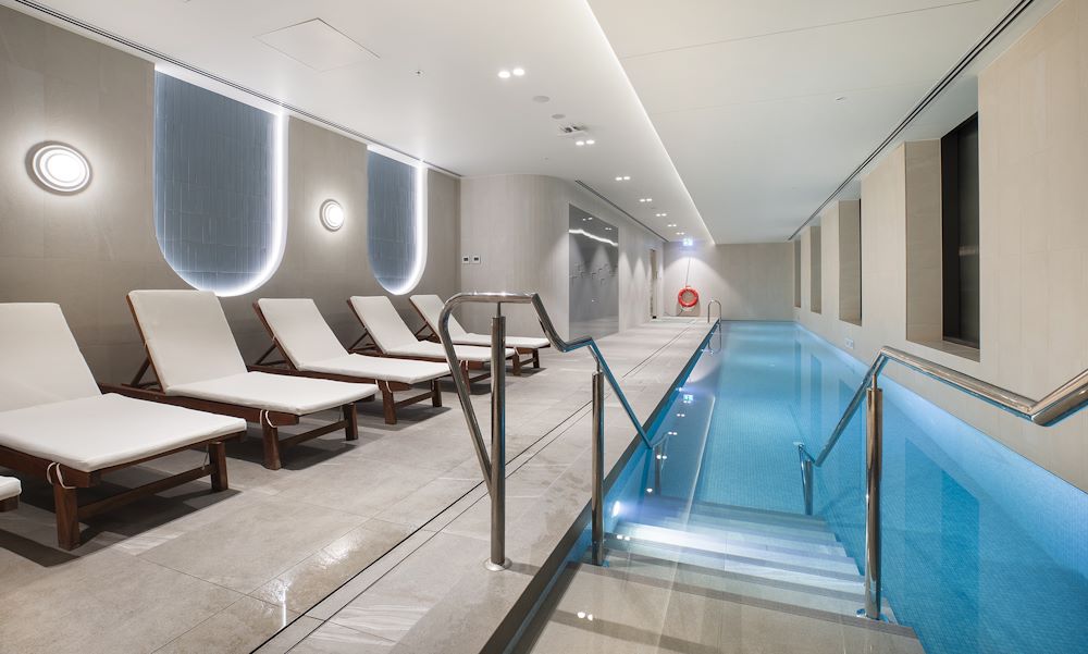 chair, furniture, pool, water, swimming pool, indoors, architecture, building, lounge